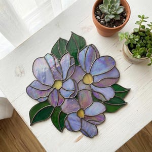 Stained Glass Flower Bouquet Pattern: Suncatcher Design (PDF & PNG) image 1