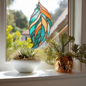 Stained Glass Feather Pattern, Printable Digital Download Design for ...