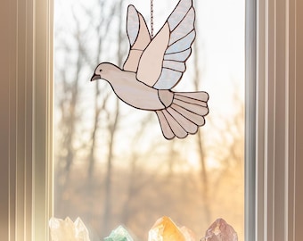 Bird Stained Glass Pattern: Dove Design - Digital PDF & PNG