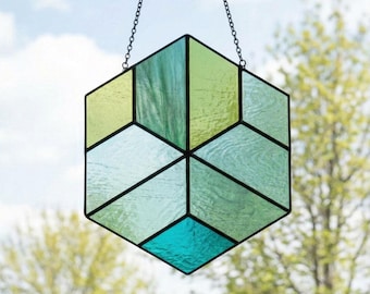 Stained Glass Hexagon Pattern: Minimalist Suncatcher (PNG & PDF Download)