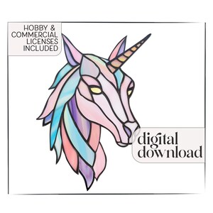 Unicorn Stained Glass Pattern: Suncatcher Design (Digital Download)