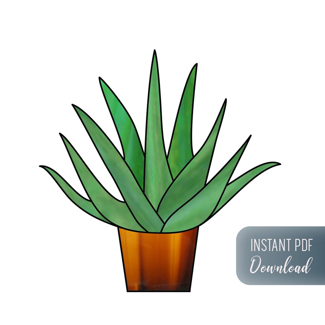 Beginner Stained Glass Plant Stake Pattern Cactus Stained Etsy