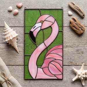 Flamingo Stained Glass Pattern – Modern Design, Printable PDF & PNG