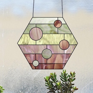 Stained Glass Hexagon Pattern: Modern Geometric Suncatcher (PNG & PDF Download)