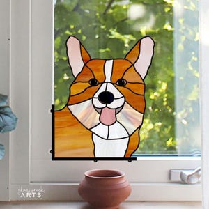 Welsh Corgi Stained Glass Pattern: Dog Suncatcher Design (PNG & PDF Download)