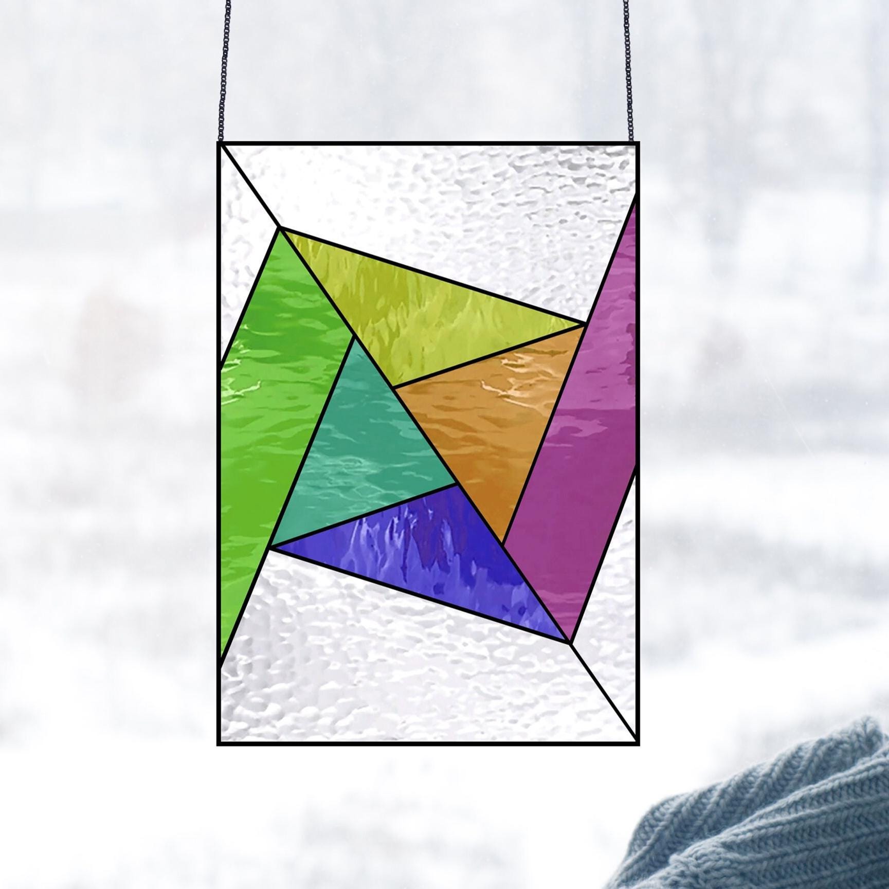 Beginner Stained Glass Pattern: Geometric Pinwheel Suncatcher PDF & PNG ...