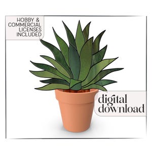 Stained Glass Aloe Plant Stake Pattern: Beginner Succulent PDF & PNG