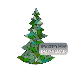 Stained Glass Christmas Tree Pattern, geometric pattern for stained glass, digital pattern to download, stain glass tree suncatcher pattern