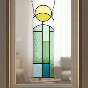 Abstract Sunset Stained Glass Pattern: Modern Suncatcher Design (PDF & PNG Pattern)