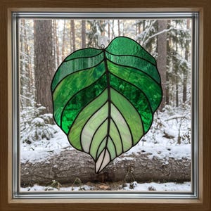 Stained Glass Leaf Pattern: Giant Suncatcher Copper Foil (PNG & PDF Download)