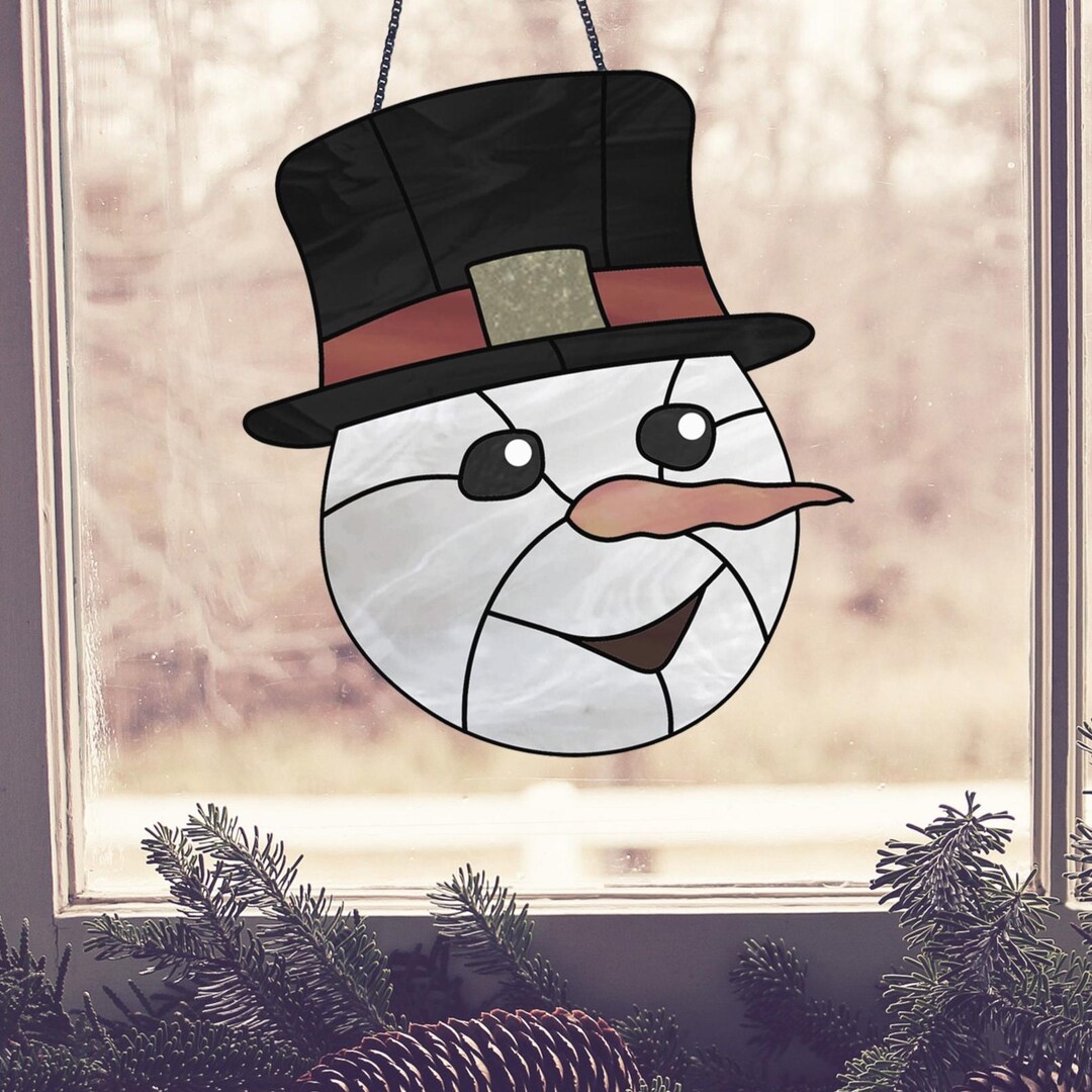 Stained Glass Snowman Pattern: Christmas Suncatcher PDF & PNG - Etsy