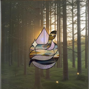 Padrão de vitral de cobra: design de apanhador de sol em forma de lágrima (padrão em PDF e PNG)