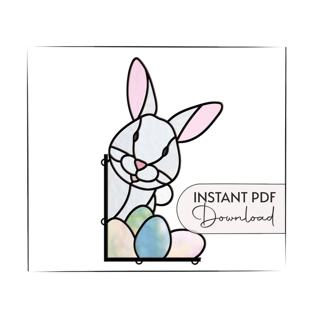 Stained Glass Easter Bunny Pattern, Rabbit Stained Glass, Easter Bunny