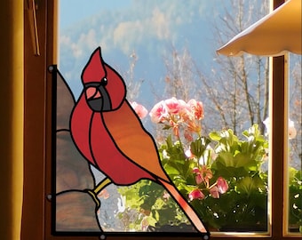 Kardinal Glasmalerei: Vogel Sonnenfänger Vorlage (PDF & PNG Download)