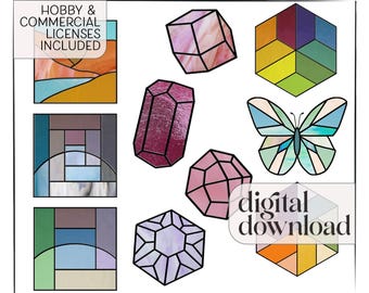 Stained Glass Patterns: Anfänger Schmetterling, Gems, Landschaft (Digitaler Download)