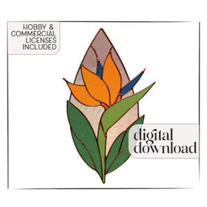 Bird of Paradise Stained Glass Pattern: Teardrop Suncatcher Template (PDF & PNG)