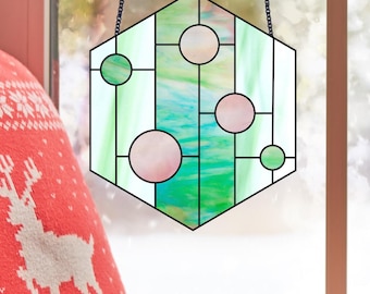 Modern Hexagon Stained Glass Pattern (Digital PDF & PNG Files)