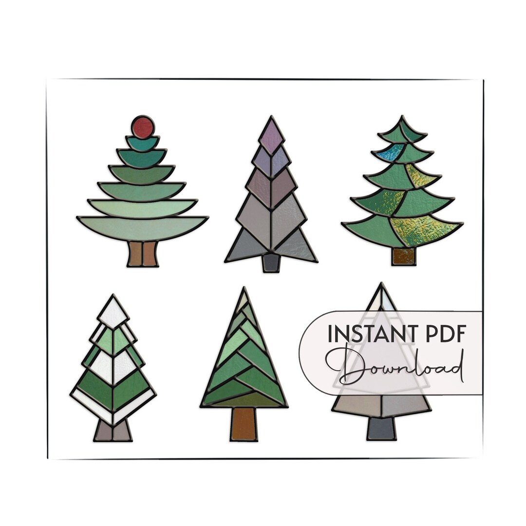 Stained Glass Christmas Tree Patterns Pack - Etsy