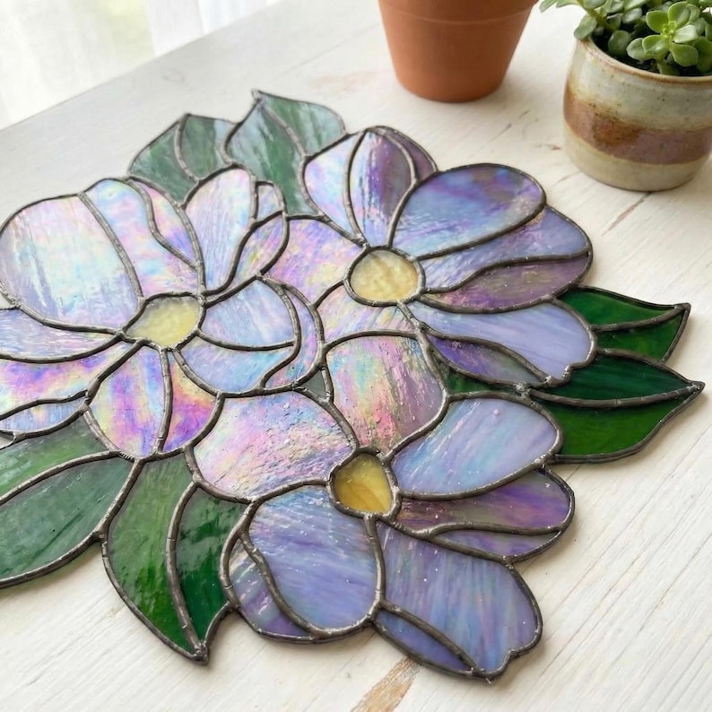 Stained Glass Flower Bouquet Pattern: Suncatcher Design (PDF & PNG) image 10
