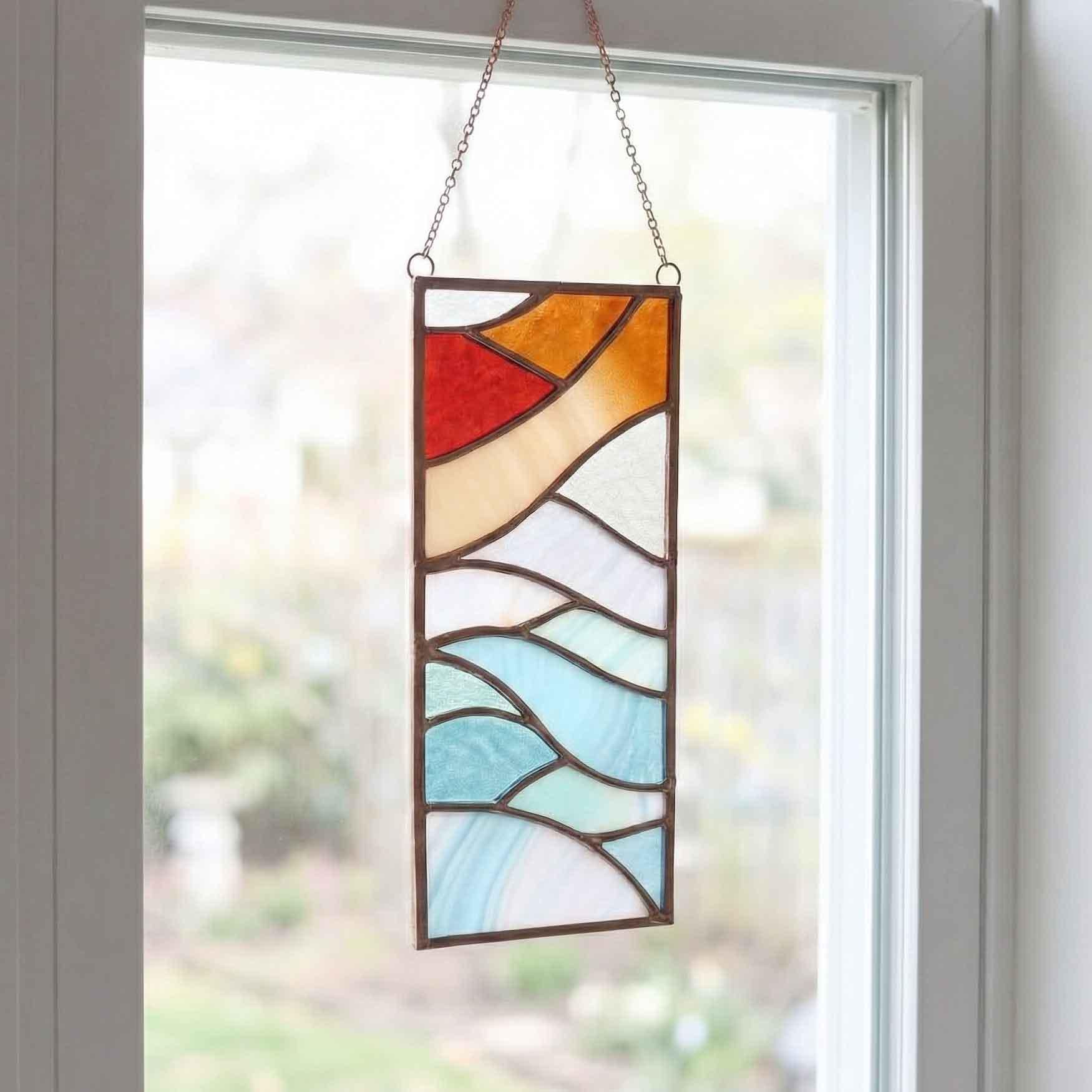 冬の抽象的なステンドグラスの模様 - モダンなパネルデザイン（PDF