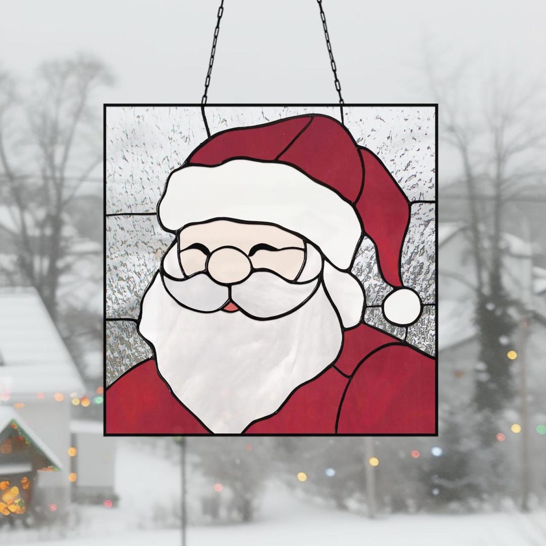 Santa Claus Stained Glass Pattern: Modern Christmas Suncatcher