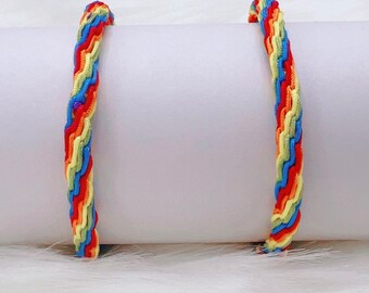 Rainbow Braided Pride Bracelet: Adjustable LGBT Festival Jewelry