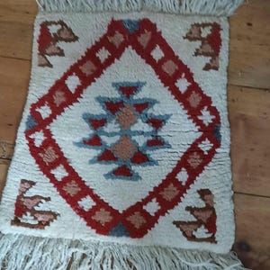 Vintage small wool rug wall hanging