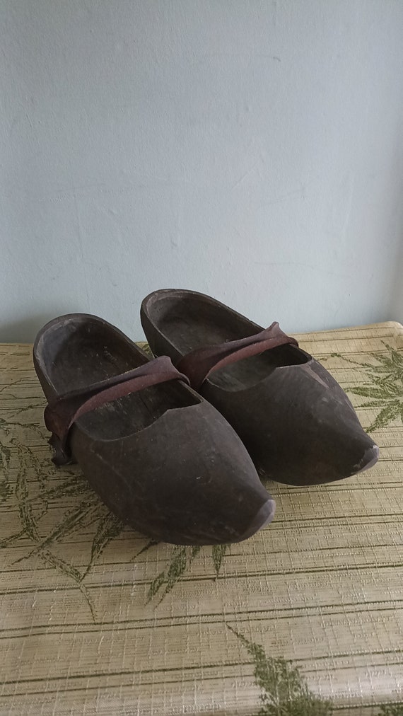 Antique French Sabots wooden clogs - image 1