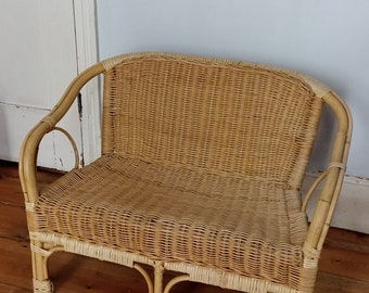 Vintage Child's Kids Sofa Wicker Bamboo Boho Canework