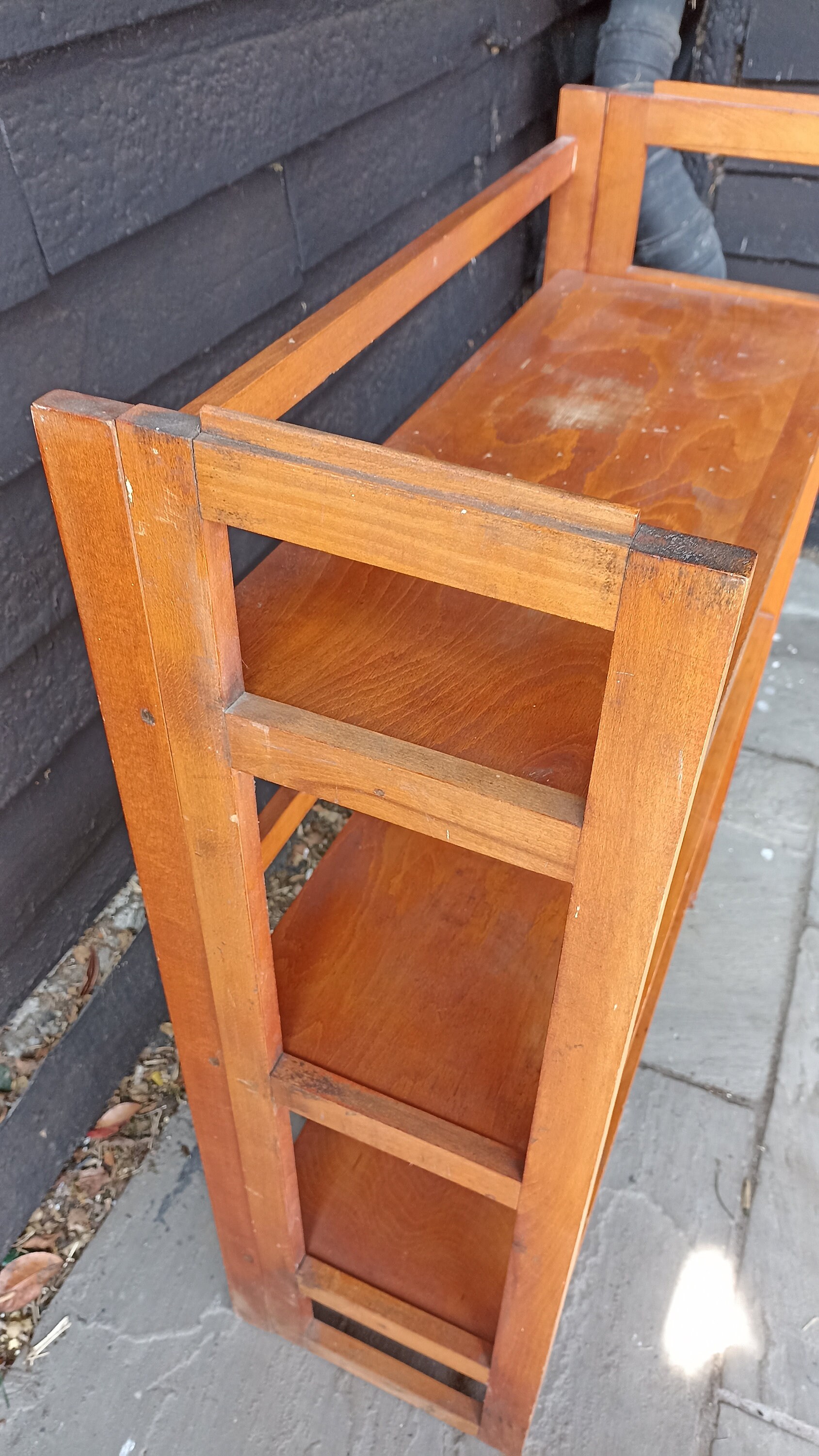 Vintage Folding Bookcase Shelving Storage Unit Solid Wood Etsy