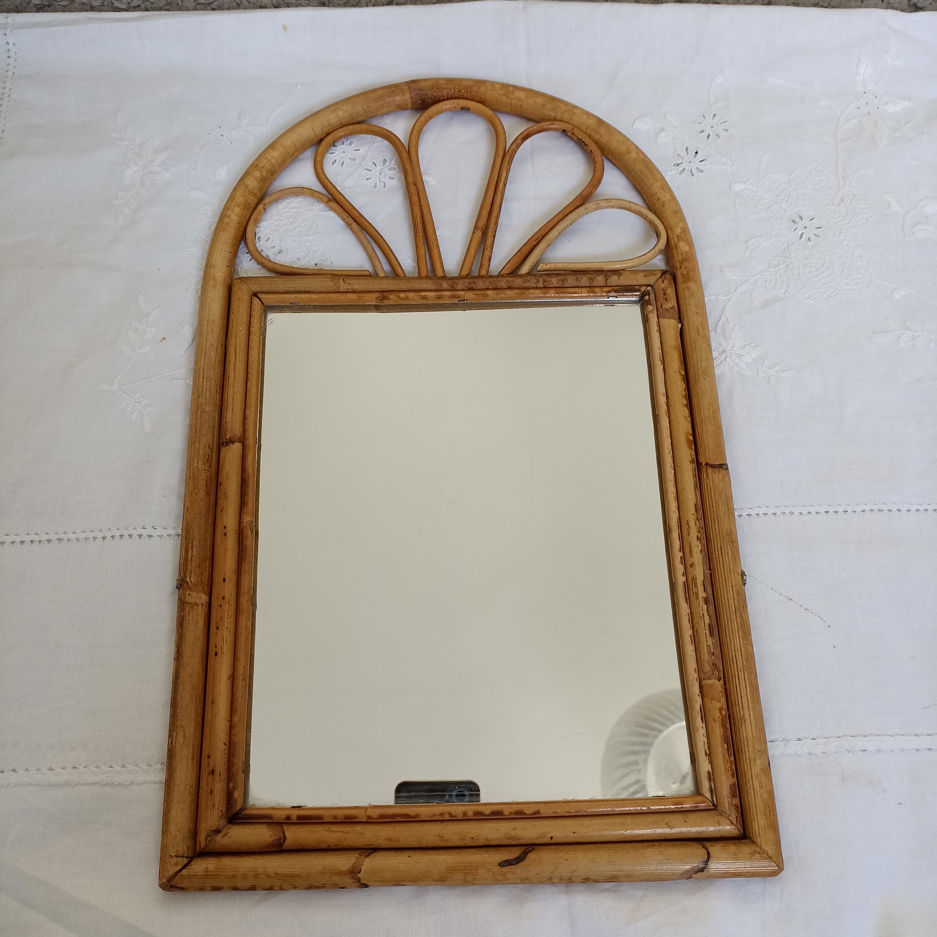 Vintage bamboo small mirror