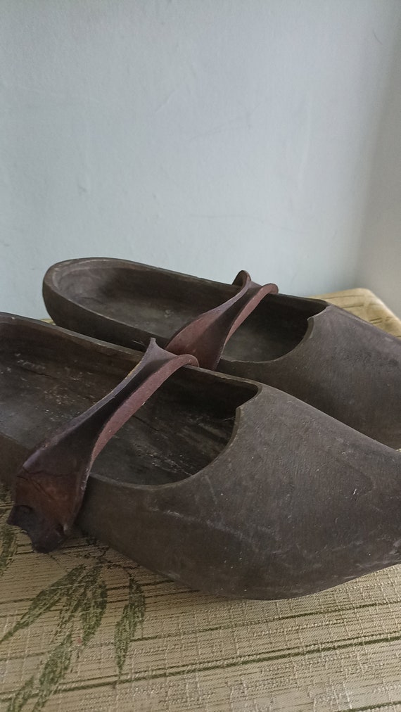 Antique French Sabots wooden clogs - image 3