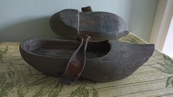 Antique French Sabots wooden clogs - image 4