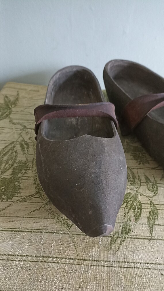 Antique French Sabots wooden clogs - image 2