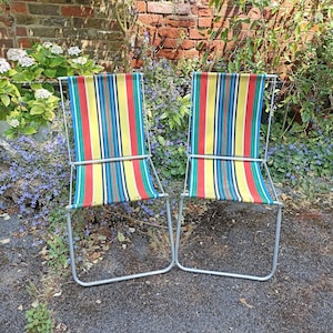 Vintage Retro Striped Folding Deck Garden Chairs 30s,40s,50s CamperVan, Prop