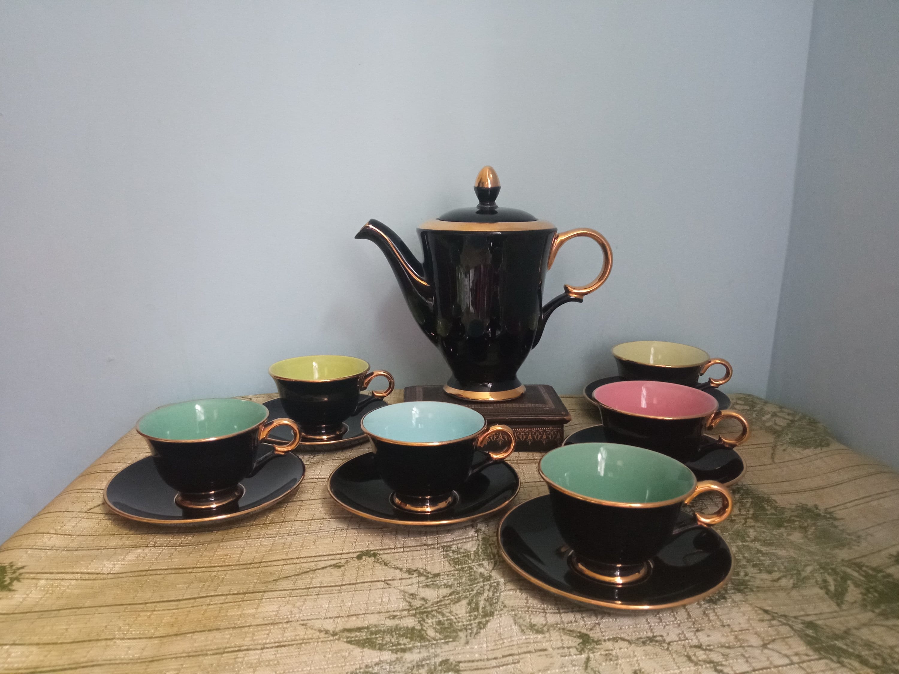 Stavangerflint Norway 13 Piece Coffee Set/art Deco Coffee Set/mid 