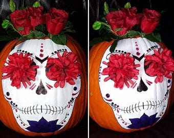Handgeschilderde plastic pompoen 'Dia de Los Muertos'