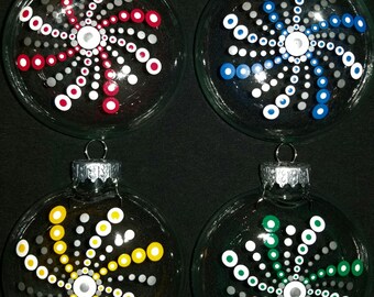 Handgeschilderd mandala-glasornament 'pepermunt'