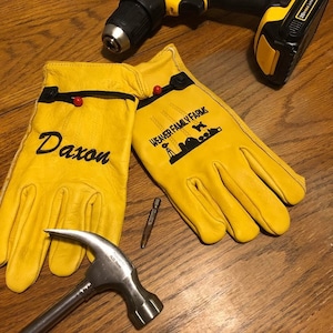 Custom Work Gloves, Personalized Gardening Working Gloves, Construction Worker Gloves Gift for Men, Custom Work Gloves, Leather Gloves