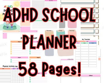 Printable ADHD Student School Planner (PDF - Instant Download)