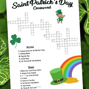 st paddys day printable crossword puzzle