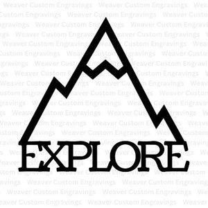 Explore Mountain Graphic SVG PNG PDF, Cut Out Vector Silhouette Graphic, Nature Wall Art For Kids Room Or Nursery, Scroll Saw Cut Pattern