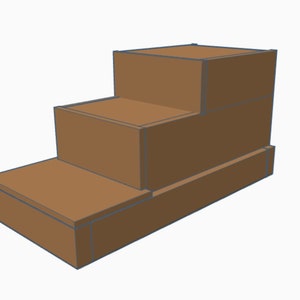 Puede incluir: Una plataforma de madera de tres escalones hecha de madera marr&oacute;n. La plataforma est&aacute; hecha de tres piezas rectangulares de madera apiladas una encima de la otra.