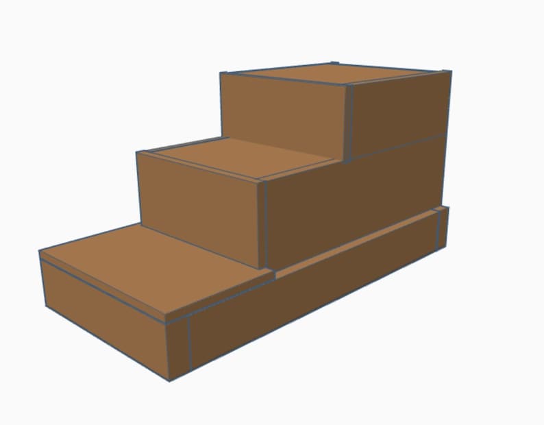 Puede incluir: Una plataforma de madera de tres escalones hecha de madera marr&oacute;n. La plataforma est&aacute; hecha de tres piezas rectangulares de madera apiladas una encima de la otra.