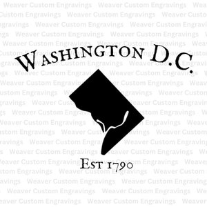 Washington D.C. Outline met vastgestelde datum van 1790 SVG en PNG, Washington DC Silhouette Map Outline, Cut File Image voor Cricut
