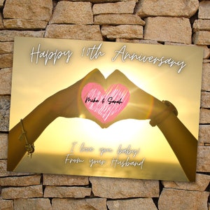 Plantilla de tarjeta de aniversario editable - Tarjeta de amor imprimible DIY para cónyuge, pareja, padres - PDF de descarga digital instantánea con edición en línea