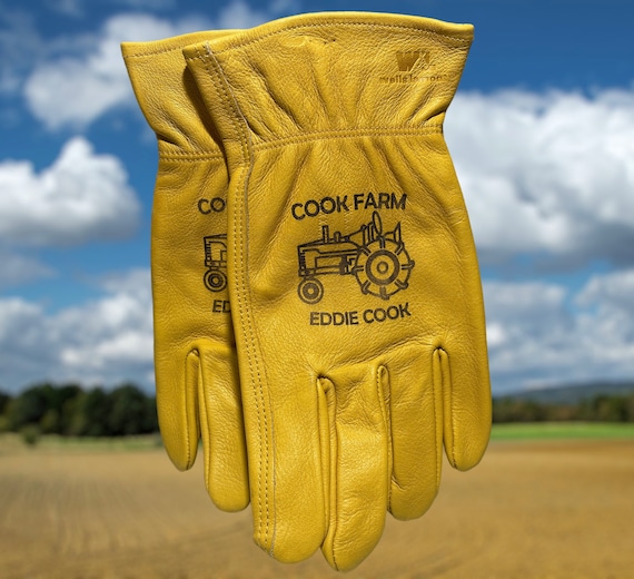 Farm Work Gloves Gift Custom Leather Farming Themed Gloves With
