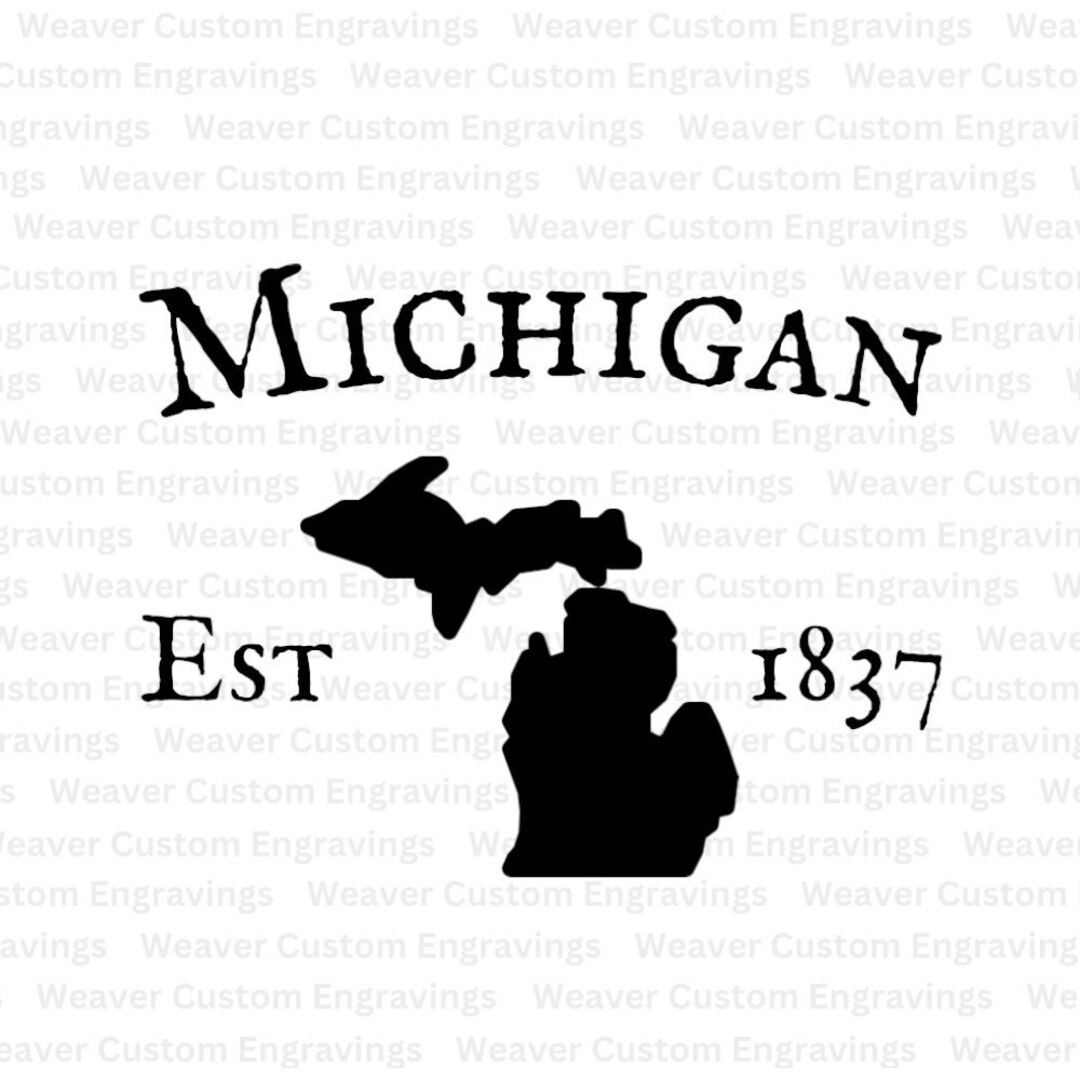 Michigan Outline With Established Date 1837 SVG and PNG, Michigan ...