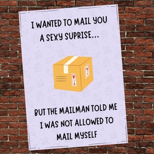 Sexy HAPPY BIRTHDAY CARD, So Sexy I'll Mail Myself, Mail Postkarte, Postbote lustige Karten, Postbote Geburtstagskarten, digital bearbeitbarer Download