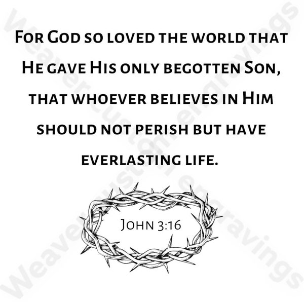 For God So Loved The World SVG PNG PDF,  John 3:16 Digital Design Download, Bible Verse Digital Art Design, Scripture Wall Art Printable